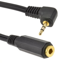 kenable Gold 2.5mm Right Angled Stereo Jack to 3.5mm Jack Socket Audio Adapter Cable