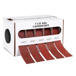 5 Grits Emery Cloth Roll, Multiple Grit Sizes, Abrasive Sandpaper Roll with Dispenser, 150 240 320 400 600 Grit Sandpaper Assortment, Wet Emory Cloths for Wood Furniture Metal Automotive (6Meters)
