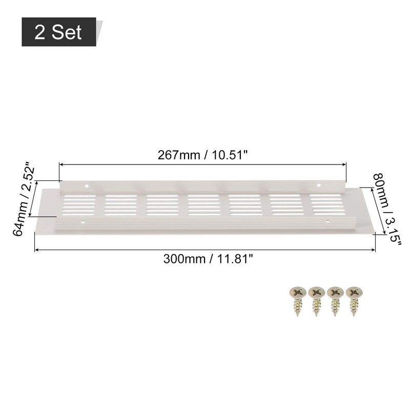 sourcing map 2Pcs Rectangle Ventilation Grille Aluminum Alloy Mesh Air