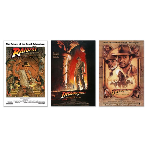 POSTER STOP ONLINE Indiana Jones I, II, III - Movie Poster Set (3 Individual Full Size Movie Posters) (Size 27" x 40" each)
