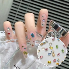 Colorful Diamond Deco Parts, 30 Pieces, 4x6mm, 5D Nail Parts for Christmas Nail Art Decoration