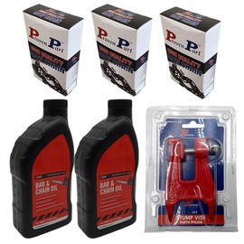 Proven Part (3) Semi Chisel Chain For 10In Bar 1/4" Pitch .043 Gauge 56DL Fits Stihl 3670 005 0056 (2) Qt Oil (1) Stump Vise
