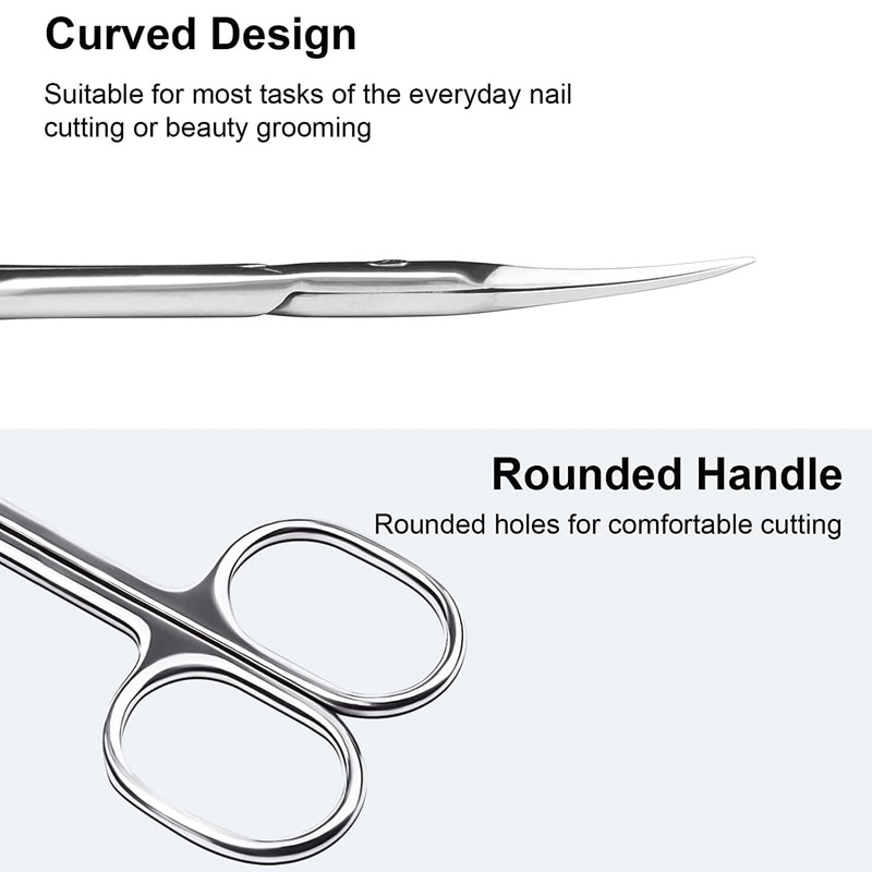 DERDOUT Curved Cuticle Scissors Extra Fine, Stainless Steel Small Manicure