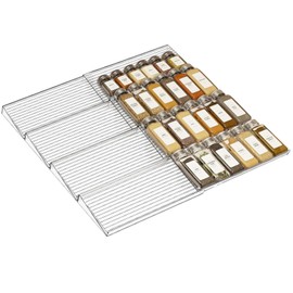 QuikSavor Spice Drawer Organizer, 8PCS Seasoning Organizer Clear Spice Rack for Drawer, Expandable from 11'' to 22'' Spices Kitchen Organization Rack for Drawer & Countertop