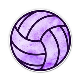 Squiddy Volleyball Ball Purple Watercolor Pattern - Vinyl Sticker (7" Wide)