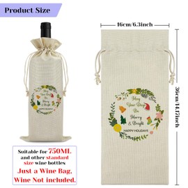 Vadaka Christmas Wine Gift Bags Christmas Wine Bag Wine Bottles Bag Christmas Day Party for Women Men Friends Besties Sister Christmas Party Decorations Christmas Wine Wrapping Bag with Drawstring