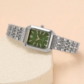 Top Plaza Watch for Women Men Casual Simple Bracelet Watches(Silver-Green Dial)