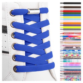 Sulpo Flat No Tie Shoelaces, Elastic Shoelaces with Metal Aglets, with Quick Release, Rubber Shoelaces for Adults and Children, blue
