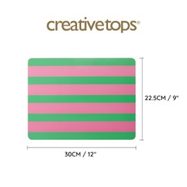 Creative Tops Set di 4 tovagliette rettangolari con stampa a righe, retro in sughero, resistenti al calore e alle macchie fino a 120 °C, superficie laccata di lusso, facili da pulire, 30 x 22 cm