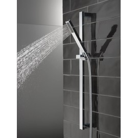 Delta Faucet Vero Single-Spray Slide Bar Hand Held Shower with Hose, Chrome Handheld Shower Head, Slide Bar Hand Shower, Handheld Shower, Detachable Shower Head, Chrome 57530