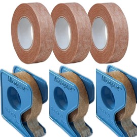 BB Micropore Tan Surgical Tape 0.5" Wide x 11yd (3ROLL + 3 pc Dispenser) icroporous Micropore Tape | Earring Tape |Medical Tape for Skin, Dressings,Face, Wound Care | First Aid Bandage Tape