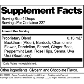 Senna Formula Glycerite Liquid Extract (1:5) - Chocolate Flavored (1 oz, ZIN: 522990)