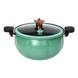 Micro Pressure Cooker,Easy-Clean Pumpkin Shaped Pot,8L Multi-Function Micro Pressure Cooking Pot,Gas Stove/Open Fire Induction Cooker Universal Stew Pot,Green