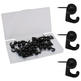 Cionyce 30 Pcs Metal Push Pin Hooks, Wall Pins for Secure Picture Hanging, Decorative Hanger Nails on Wooden or Fabric Surfaces, Ideal for Home and Office Use (Black)