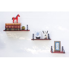 DECOMIL Floating Shelves Wall Mounted, Rustic Wood Wall Storage Shelves Set of 3 for Any Wall Space for Living Room, Bathroom, Bedroom, Kitchen, Garage, and Office (Cherry)