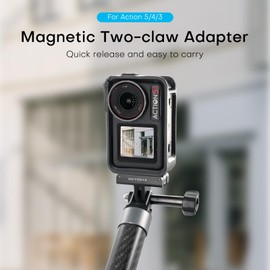 REYGEAK Magnetic Adapter Mount for DJI Action 5 Pro Action 4/3 with Adapter Port for DJI Action 5 Pro/4/3, Pack of 2 Magnetic Adapter Holder with Two Claws Accessories (2-Pack)