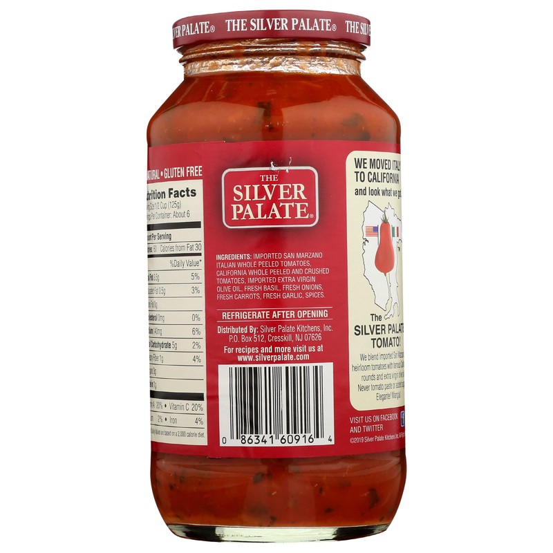SILVER PALATE Low Sodium Tomato Basil Sauce, 25 OZ