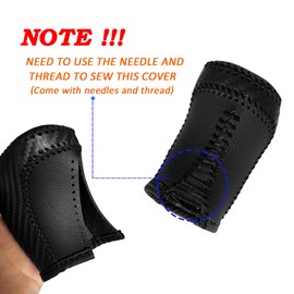 DEYTOP Gear Shift Knob Cover for Tacoma 2016-2023/ Highlander 2014-2019 Accessories Auto Leather Shifter Knob Trim (Carbon Fiber with Black Stitches)