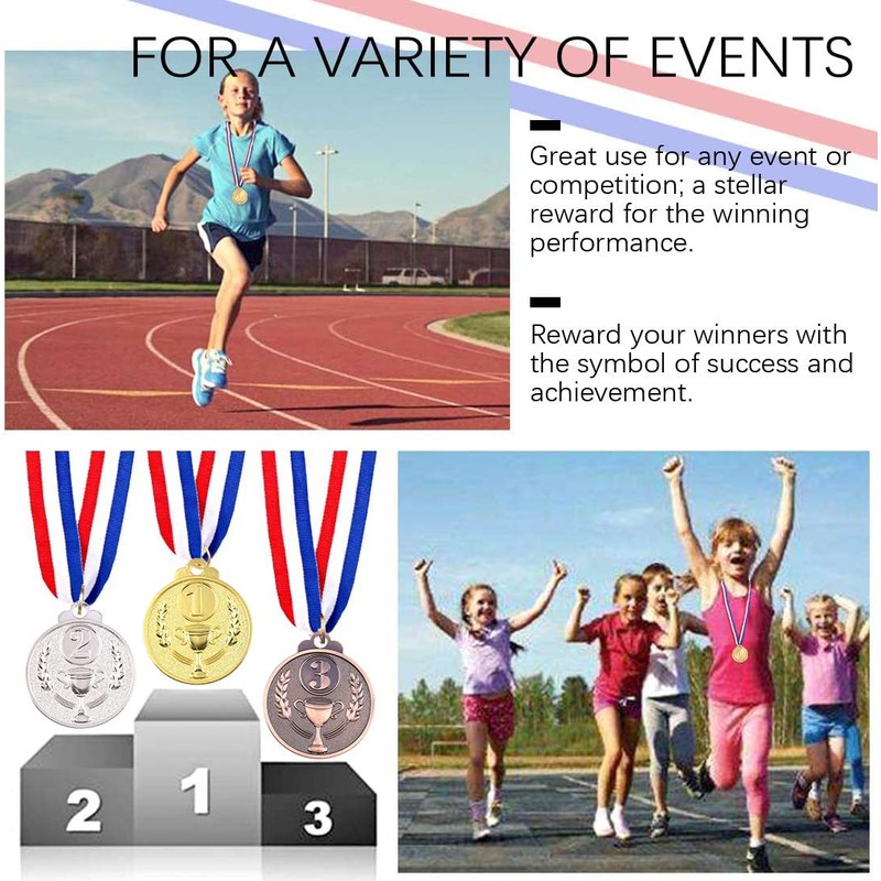 Swpeet 3PCS Award Metal Kids Winner Medals, Gold Silver and