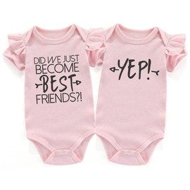 Acwssit We Just Become Best Friends Newborn Twins Outfits Boy And Girl Baby Items Outfits Matching Pink BFF Yep 0-3 Months