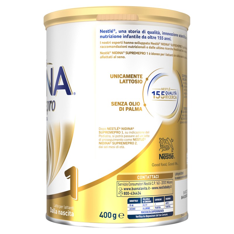 NIDINA SUPREMEpro 1 Latte per Lattanti Polvere dalla nascita, Latta