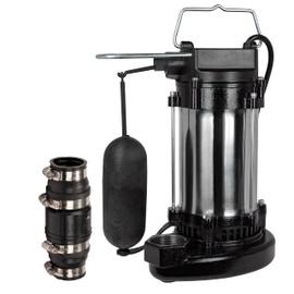 Bundle of Red Lion RL50CSS 115 Volt, 1/2 HP, 3900 GPH Stainless Steel Sump Pump with Snap-Action Switch, 14942794 + Red Lion SCV114 1-1/4-Inch and 1-1/2-Inch ABS Vertical Check Valve, 14942901