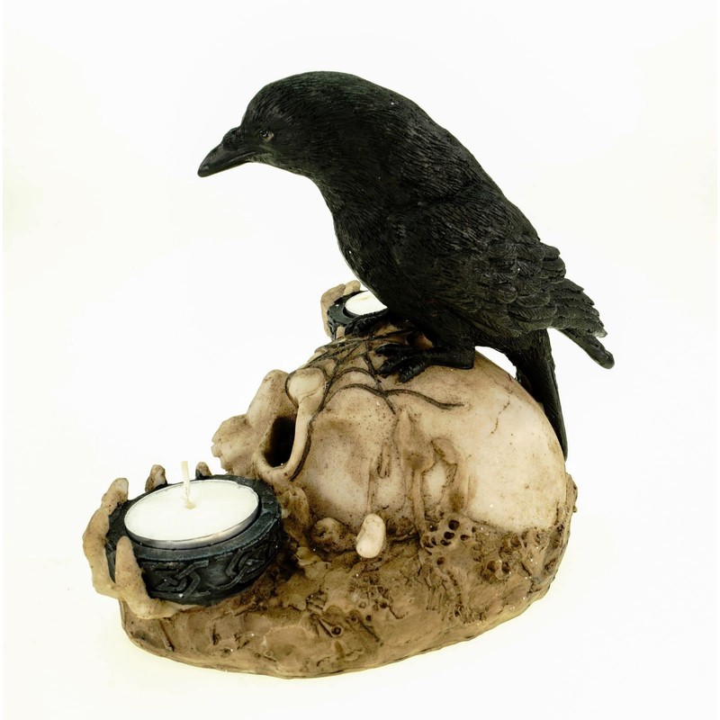 Joh.Vogler GmbH Raven on Skull with Two Tea Lights