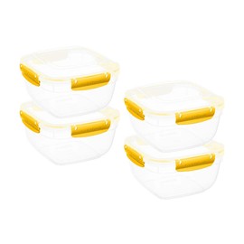 Superio Plastic Food Storage Containers, Airtight Lids, 13 oz., Yellow, 4 pack