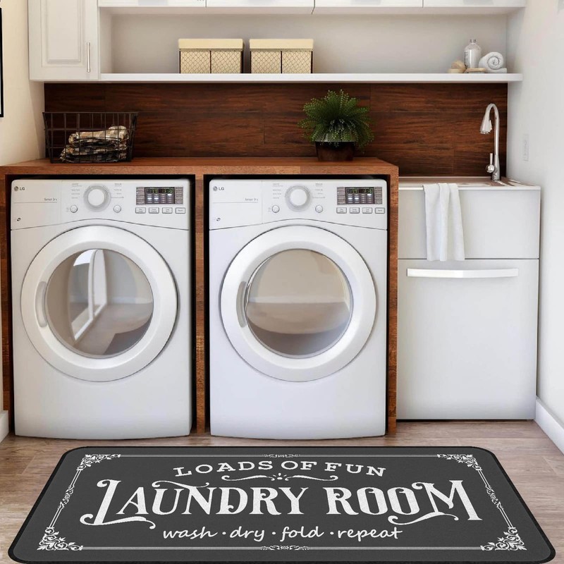 Farmhouse Laundry Room Rug 20"x47" Non Slip Floor Mat Runner