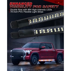 LUMENIX 70-Inch Running Board Strobe Lights Strip Amber Light Bar for Trucks LED Emergency Lights for Vehicles Flexible Flashing Warning Safety Security Lights for Cars Pickups - Yellow White