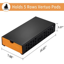 Flagship Coffee Pod Holder for Nespresso Vertuo Pod Organizer Fits All Vetuo Pods Black Metal With Wood Handle