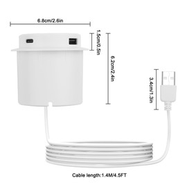 XMSJSIJ Embedded Desktop Wireless Charger 10 W 3-in-1 USB A/Type C Pop-Up Wireless Multifunctional Fast Charging Station for Bedside Table Desks Furniture (White) 1 Piece