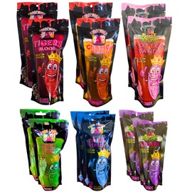 FoodCrush-Jumbo Pickles In A Pouch Variety Sampler (12 Pack) Individually Wrapped 6 Flavors – Cotton Candy, Blue Raspberry, Chamoy, Tiger’s Blood, Spicy Chili Lime, Grape-Tiktok Trend Items.