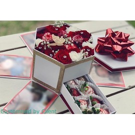 USA-SALES UNIKPACKAGING Premium Quality Hexagon Shape Flower Gift Box, w Drawer, Size 9.5″ x 8.3″ x 6.1″ inch, for Luxury Style Flower Arrangements (White)