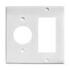 2-Gang Combo Lexan Plastic Wall Plate - 1 Single Receptacle, 1 Decorator GFCI Rocker, White