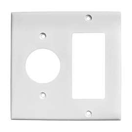 2-Gang Combo Lexan Plastic Wall Plate - 1 Single Receptacle, 1 Decorator GFCI Rocker, White