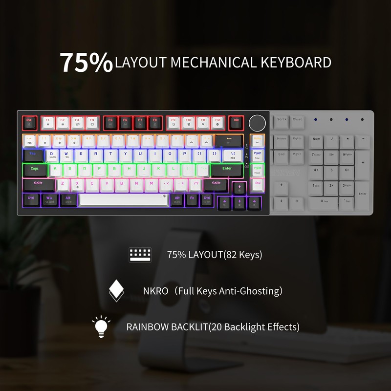 Newmen GM326 Wired Mechanical Keyboard,75% Percent Mini Backlit Hot Swappable