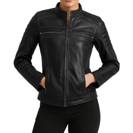 J'Jackin Women Black Leather Jacket - Lambskin Black Leather Jackets For Women | CR Black, Large