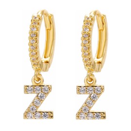 14K Gold Earrings Initial Huggie Hoops Gold Plated Earrings Non Tarnish 925 Sterling Silver Post Dangle Drop Jewelry for Women Trendy Kids Girls Teen Valentine Gift