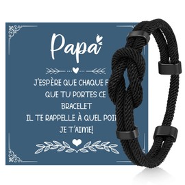 Paracord Armband Herren Schwarzes Segeltau: Handgewebtes Unendlichkeitsarmband Einstellbar Inklusive Grußkarte Geburtstagsgeschenk für Männer Junge Ehemann Freund