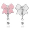 2 PCS Pink Bow Badge Reel, Cute Girly Badge Reel