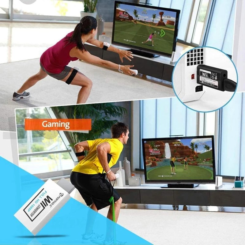 PORTHOLIC Wii to HDMI Converter 1080P – HDMI & 3.5mm
