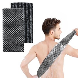 Exfoliating Washcloth for Body Scrubber 2 Pack, Men Women Japenese Exfoliating Towel for Back Shower