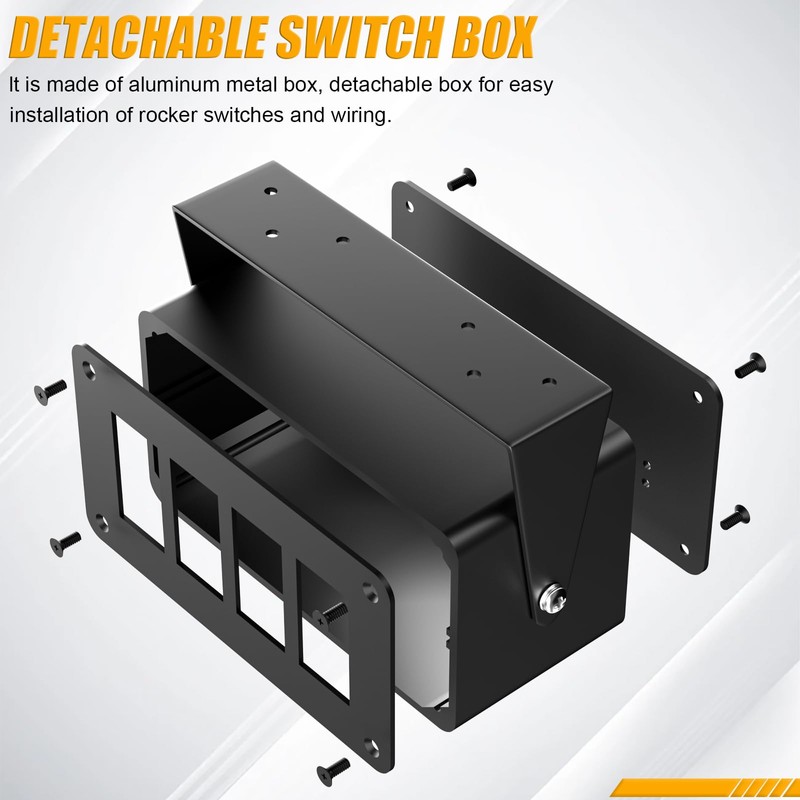 Okerny Rocker/Toggle Switch Box - 4 Gang Switches Installation housing