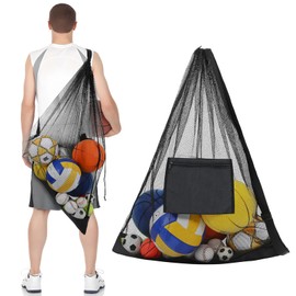 SUPVOX Portable Mesh Ball Bag for Sports: Large Capacity Drawstring Equipment Bag - Waterproof Breathable Multi-Purpose Mesh Ball Bag for Coaches and Teams
