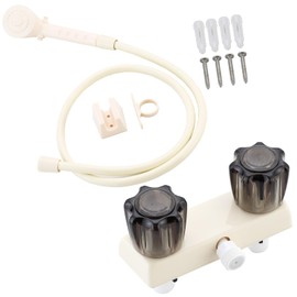 RV Shower Faucet with Hose and Head, RV Outdoor Shower Kits, RV Tub Faucet with Shower Diverter Outdoor Shower Kit Fits for RV/Campers,Travel Trailer,Motorhome (Shower Faucet Kit, Milky White)