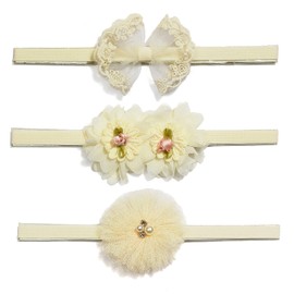 BIANHUAN Baby Hair Band, 3-Piece Set, Headband for Kids, Babies, Girls, Hair Accessories, Formal Ribbon, Ceremonies, Babies, Newborn Celebrations, Weddings