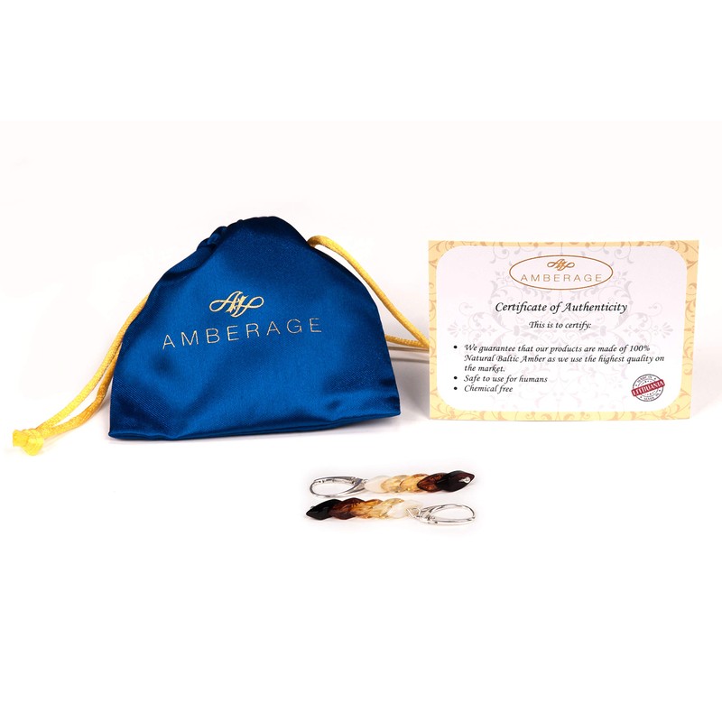 AMBERAGE Natural Baltic Amber Leverback Earrings