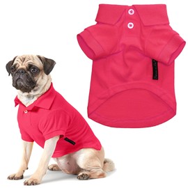 Parisian Pet Dog Polo Shirts - Breathable Dog Cotton Shirt - Solid Color Summer Pullover Dog Clothes - Button Up Collar, Pink Dog Polo Shirt for Small Dogs XS