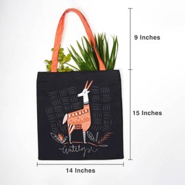 Marubhumi Aesthetic Tote Bag with Zipper Reusable Shoulder Bag for Women Lady Canvas Cotton Tote Bag - Casual Vacation, Shopping, Work, Gym (antelope)